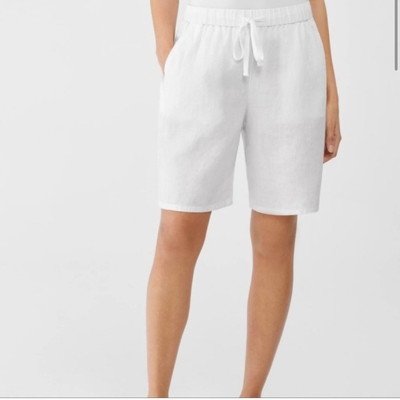 EILEEN FISHER Organic-Linen Long Shorts Size Medium - Picture 2 of 13